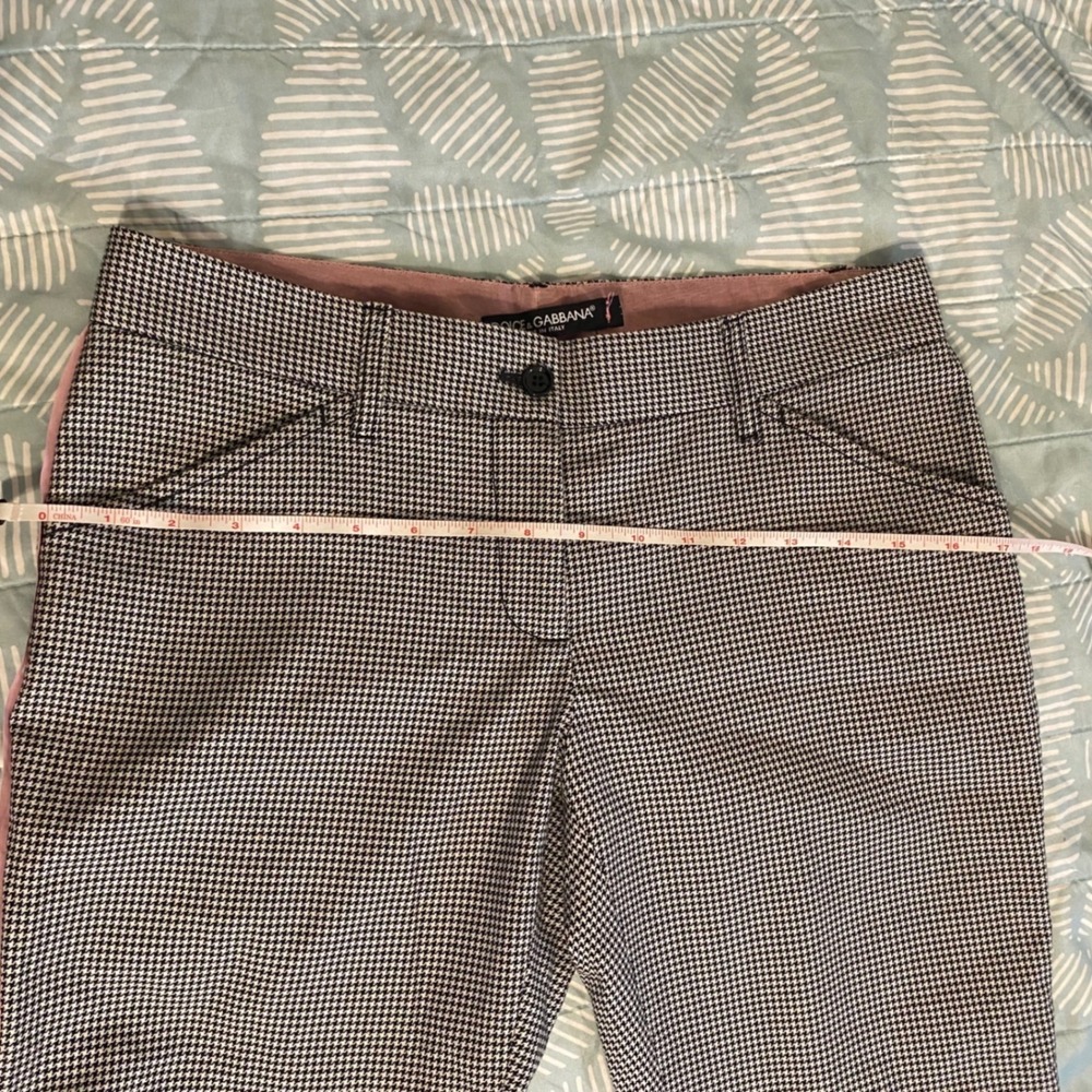 DOLCE & GABBANA Houndstooth Tailored Pants Womens Size 40 Pink Stripe Detail - Picture 10 of 10